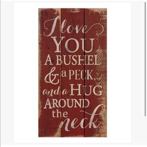 P. Graham Dunn-“Bushel and a Peck” red vintage style wood wall art NEW 2 LEFT